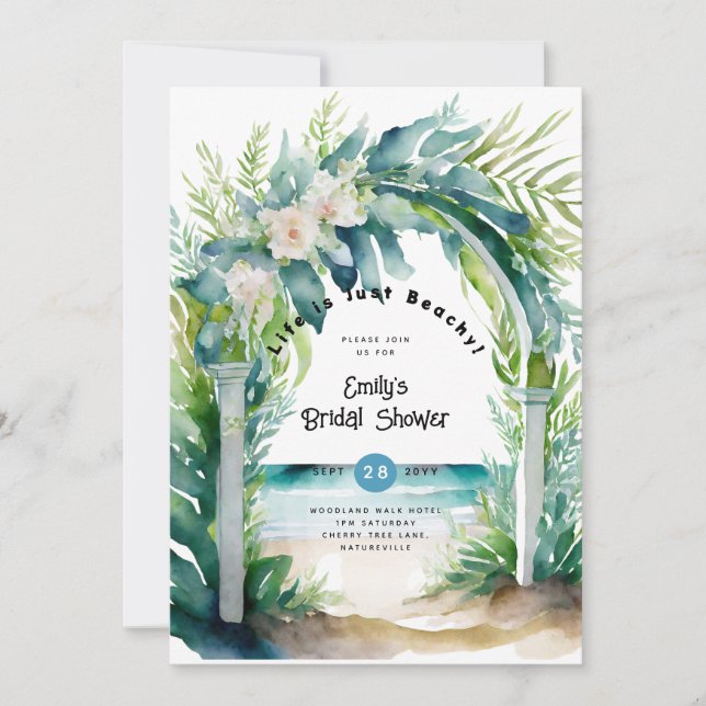 Invitation Plage Océan côtier BABYSHOWER ANNIVERSAIRE MARIAGE (Devant)