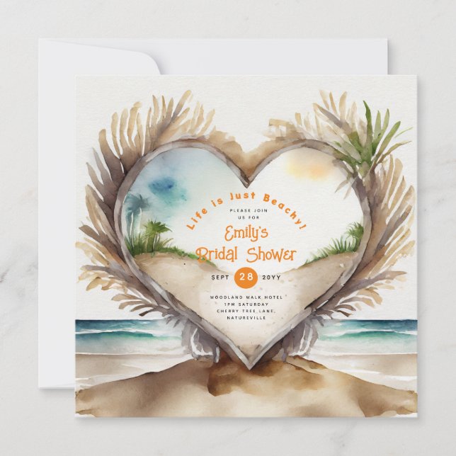 Invitation Plage Océan Littoral BABYSHOWER ANNIVERSAIRE MARIA (Devant)