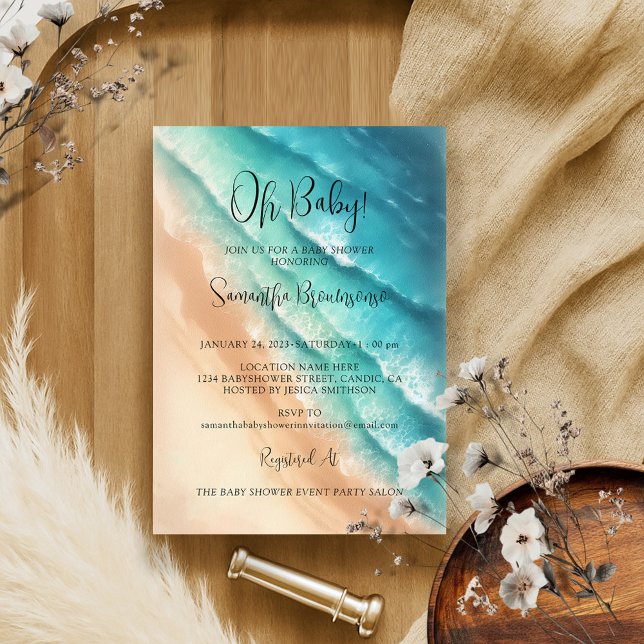 Invitation Plage Océan Mer Oh Bébé (Créateur téléchargé)
