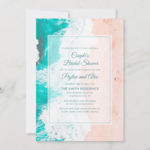 Invitation Plage Océan Tropical Bleu Turquoise Fête de Mariag