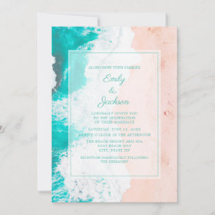Invitation Plage Océan Tropical Turquoise Blanc Brown Mariage