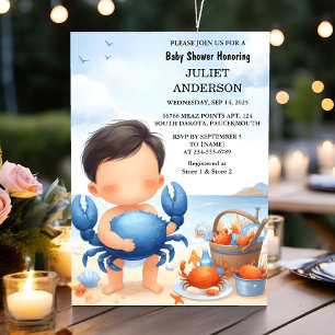 Invitation Plage Ocean Water Catch Marine Baby shower de crab
