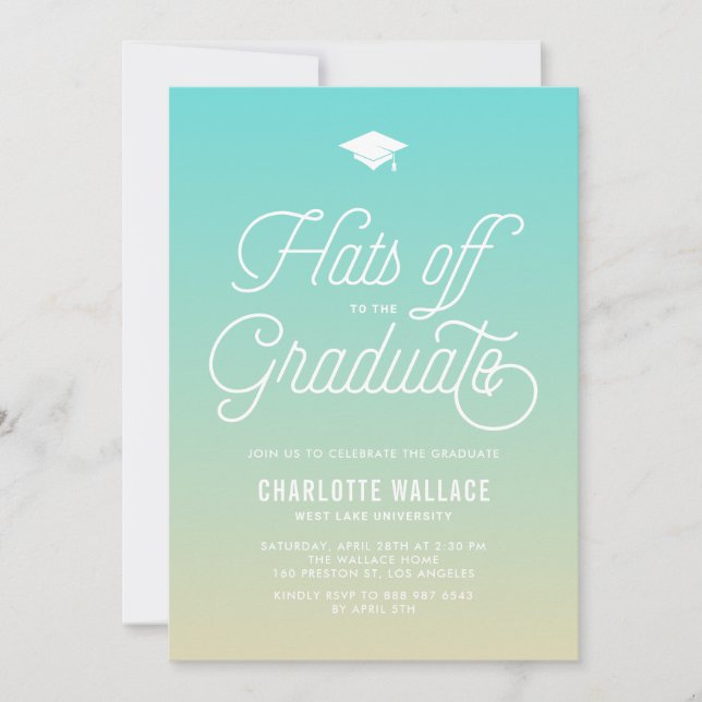 Invitation Plage Ombre Casquettes de la Graduate Graduate Gra (Devant)