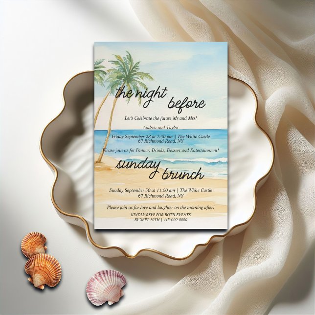 Invitation Plage Palm Trees Répétition Dîner & Dimanche Brunc (Créateur téléchargé)