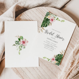 Invitation Plage palmier tropical feuille douche de nage