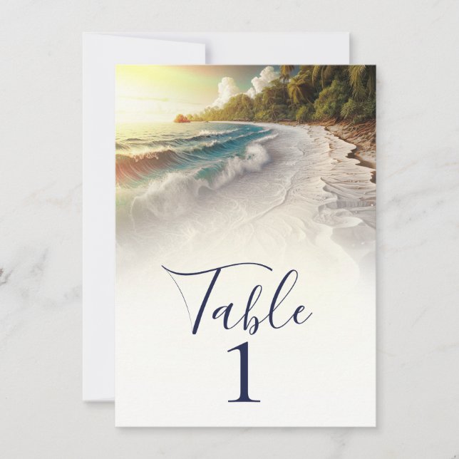 Invitation Plage paradisiaque Coucher de soleil Rustique Tabl (Devant)
