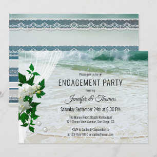 Invitation Plage pétillante Fiançailles Floral frais