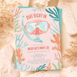 Invitation Plage Plage Plongée aquarelle mer vie douce 16<br><div class="desc">Plongeons et amusons-nous ! Faites un peu de plaisir à votre douce fête de 16 ans avec notre Eté Scuba plongée aquarelle de vie marine invitations à l'illustration sur rose pastel. Parfait pour l'aventurier sous-marin en vous ! Doté d'un masque de snorkeling rempli de poissons, de tortues et de mignons...</div>