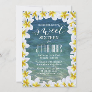 Invitation Plage Plumeria Tropical Flowers Sweet 16