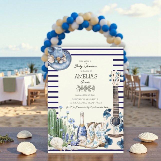 Invitation plage premier rodéo baby shower côtier (Créateur téléchargé)