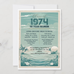 Invitation Plage Retro 1974 50 Année Réunion du lycée