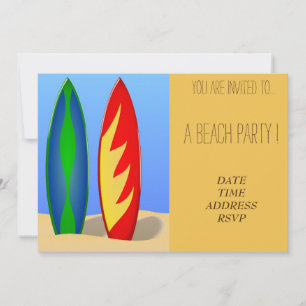 Invitation Plage Retro Plage de surf coloré