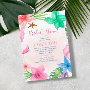 Invitation Plage rose tropicale douche nuptiale