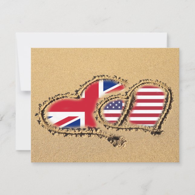 Invitation Plage Royaume-Uni Et États-Unis Love Hearts (Devant)