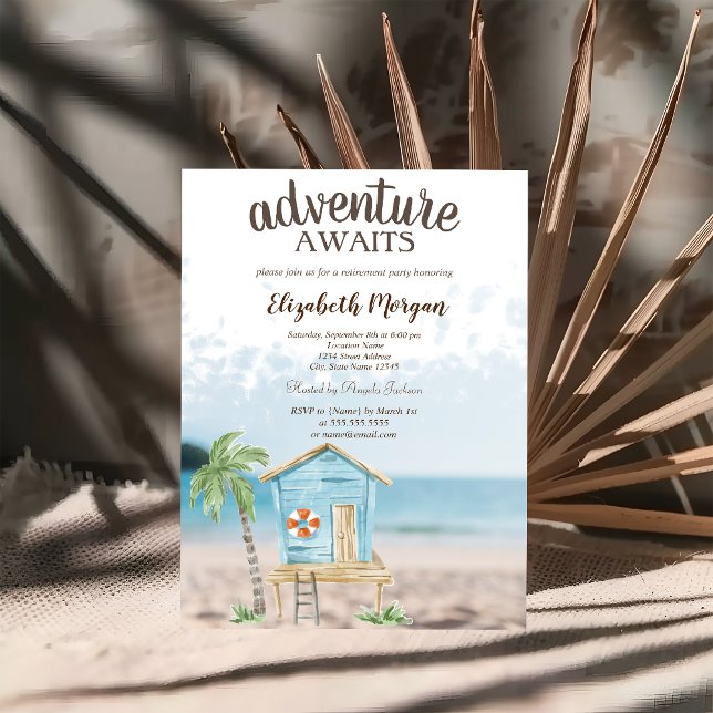 Invitation Plage, Sable, Fête de retraite de la maison de pla (Créateur téléchargé)
