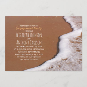 Invitation Plage Sable Mer Mousse Romantique Partie d'engagem