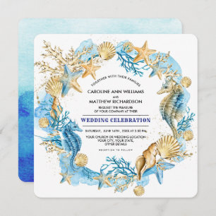 Invitation Plage Seaside Seashells Mariage