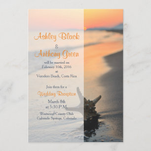 Invitation Plage Starfish Réception de mariage le coucher du 