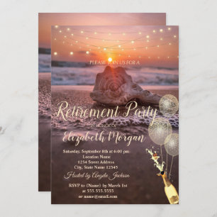 Invitation Plage Sunet Seashell Balloons, Retrait de vin