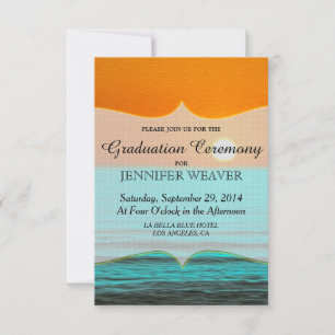 Invitation Plage Sunrise Peinture dans le ciel orange et eau 