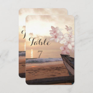 Invitation Plage Sunset Mariage, Plumeria Table Card