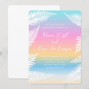 Invitation Plage Sunset Mariage Tropical Palm Leaf