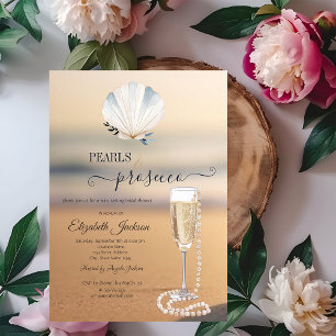Invitation Plage Sunset Seashell Pearls & Prosecco