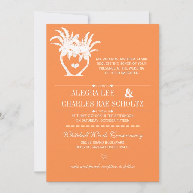 Invitation Plage Tangerine Palm Tree Destination Chalkboard (Devant)
