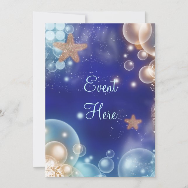 Invitation Plage thème fête étoile bleu (Devant)