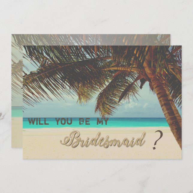 Invitation Plage Tropical, Palm Bridesmaid Card (Devant / Derrière)