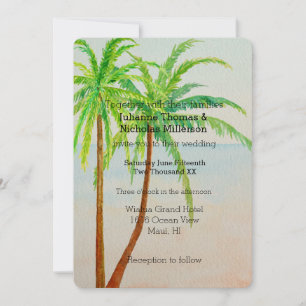 Invitation Plage Tropical Palm Trees Mariage