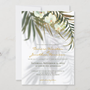 Invitation Plage Tropical Tout en un Palms Ombres Mariage