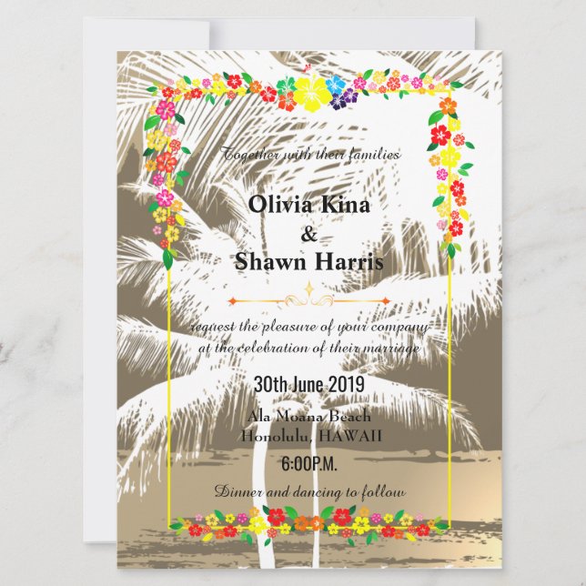 Invitation Plage tropicale (Devant)