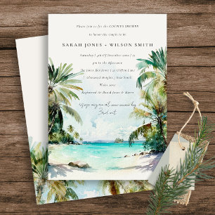 Invitation Plage tropicale Aquarelle Palm Arbre Couples Douch
