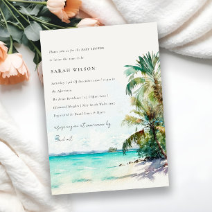 Invitation Plage tropicale aquarelle Palm Tree Baby shower