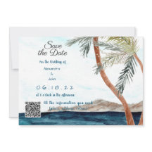 Plage Tropicale avec Lumières Enregistrer la Date