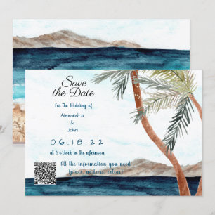 Invitation Plage tropicale avec lumières Enregistrez la date