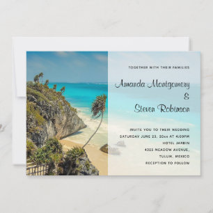 Invitation Plage tropicale avec Mariage d'arbres balayés par