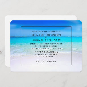 Invitation Plage tropicale avec Mariage de mer turquoise