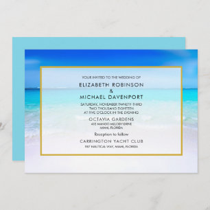 Invitation Plage tropicale avec Mariage de mer turquoise