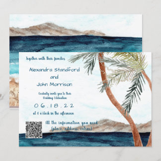 Invitation Plage tropicale avec Mariage lumineux