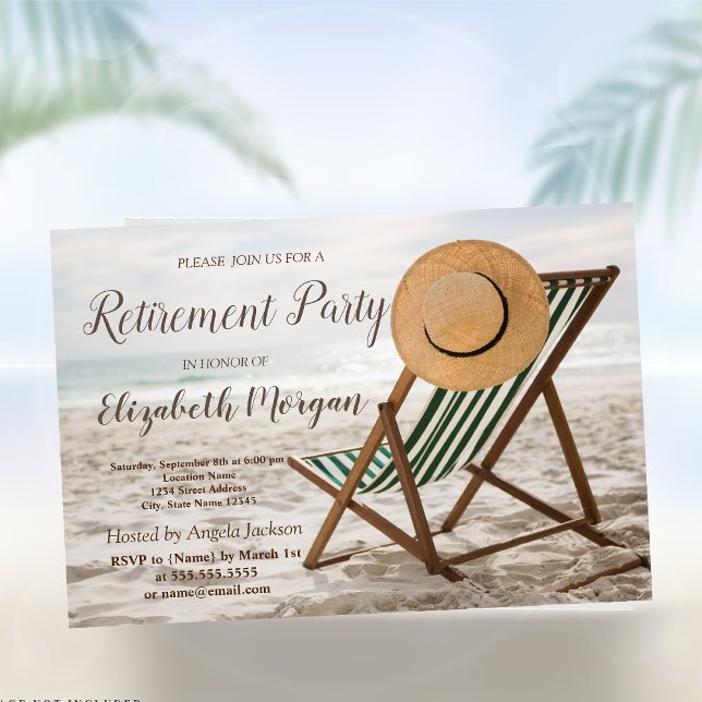 Invitation Plage Tropicale, Chaise Fête de retraite (Créateur téléchargé)