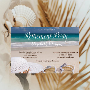 Invitation Plage tropicale cool, palmier, chaise Fête de retr