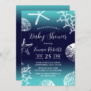 Invitation Plage tropicale Coral Reef Marine & Baby shower Tu