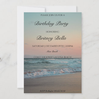 Invitation Plage tropicale coucher de soleil Anniversaire Fêt