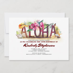 Invitation Plage tropicale d'Aloha   Anniversaire hawaïen de