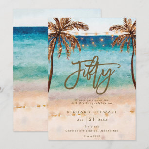 Invitation plage tropicale été 50e anniversaire