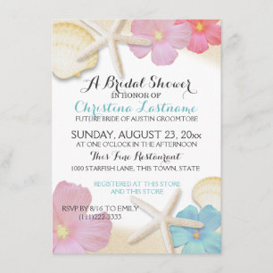 Invitation Plage tropicale Fête des mariées florale