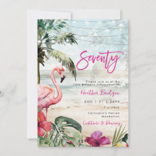 Invitation plage tropicale flamingo 70e anniversaire