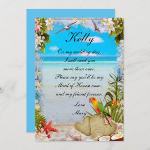 Invitation Plage Tropicale Florale Mariage Maid Of Honor